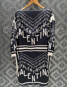 Платье тёмно-синий шёлк надписи "Valentino"